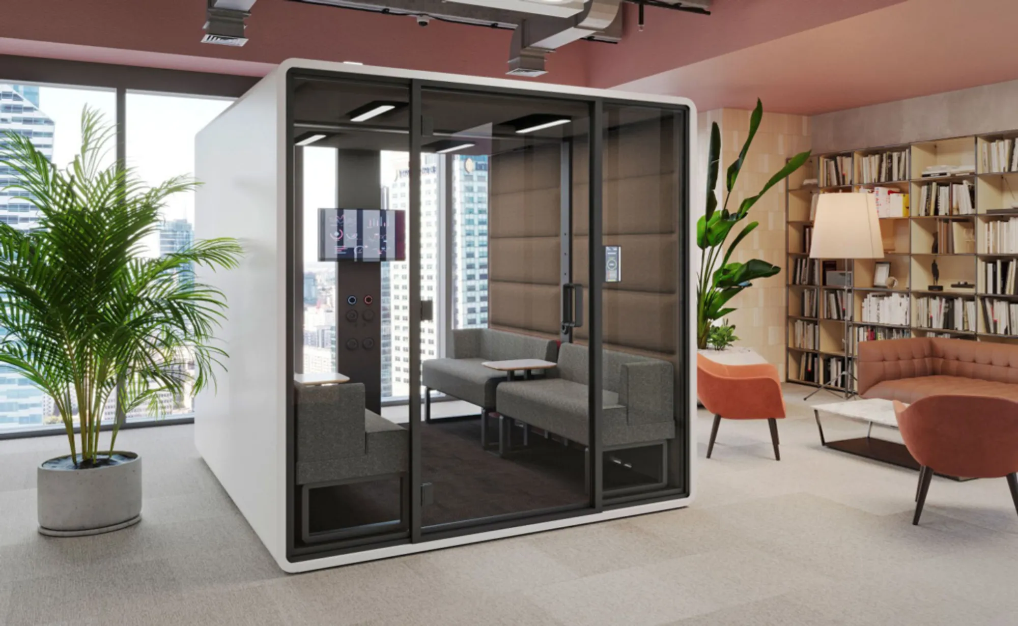 Mikomax Hushoffice HushFree.L vergaderunit concentratie akoestische hybride werkplek