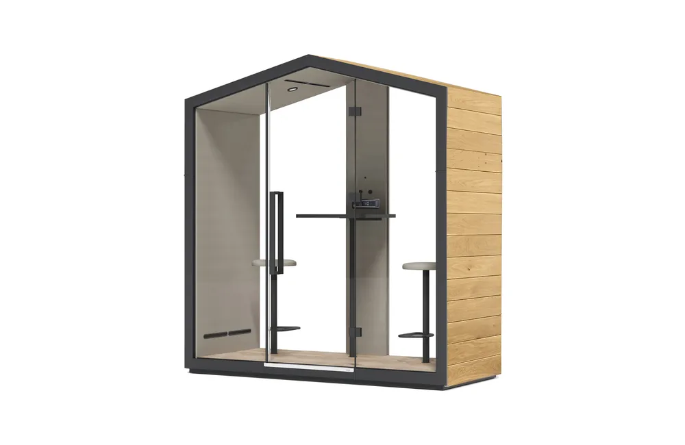 TOC vergadercabines bejot met kruk tafel hoog 2 persoons